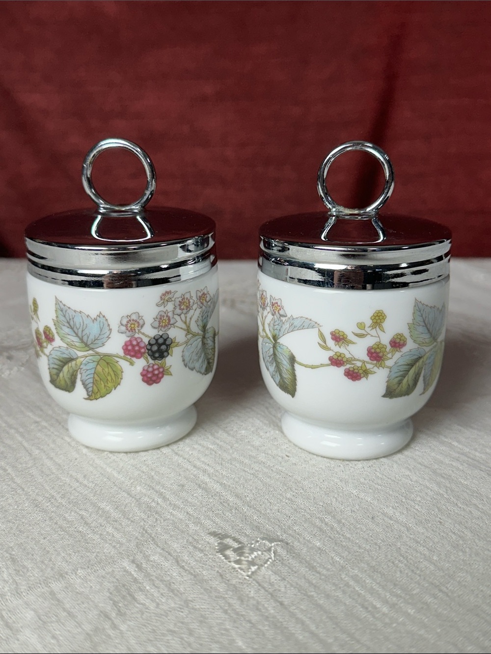 Vintage Royal Worcester Lavinia Egg Coddlers Set of 2 🍇✨ England